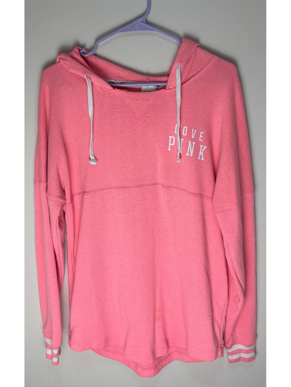 Victoria’s Secret PINK Hoodie S Coral Love Pink Oversized Back Logo 2014